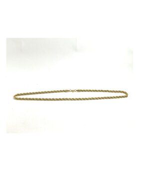 Gold Tone Rope Chain Necklace Hip Hop Style Knit Look 30” Costume Jewelry